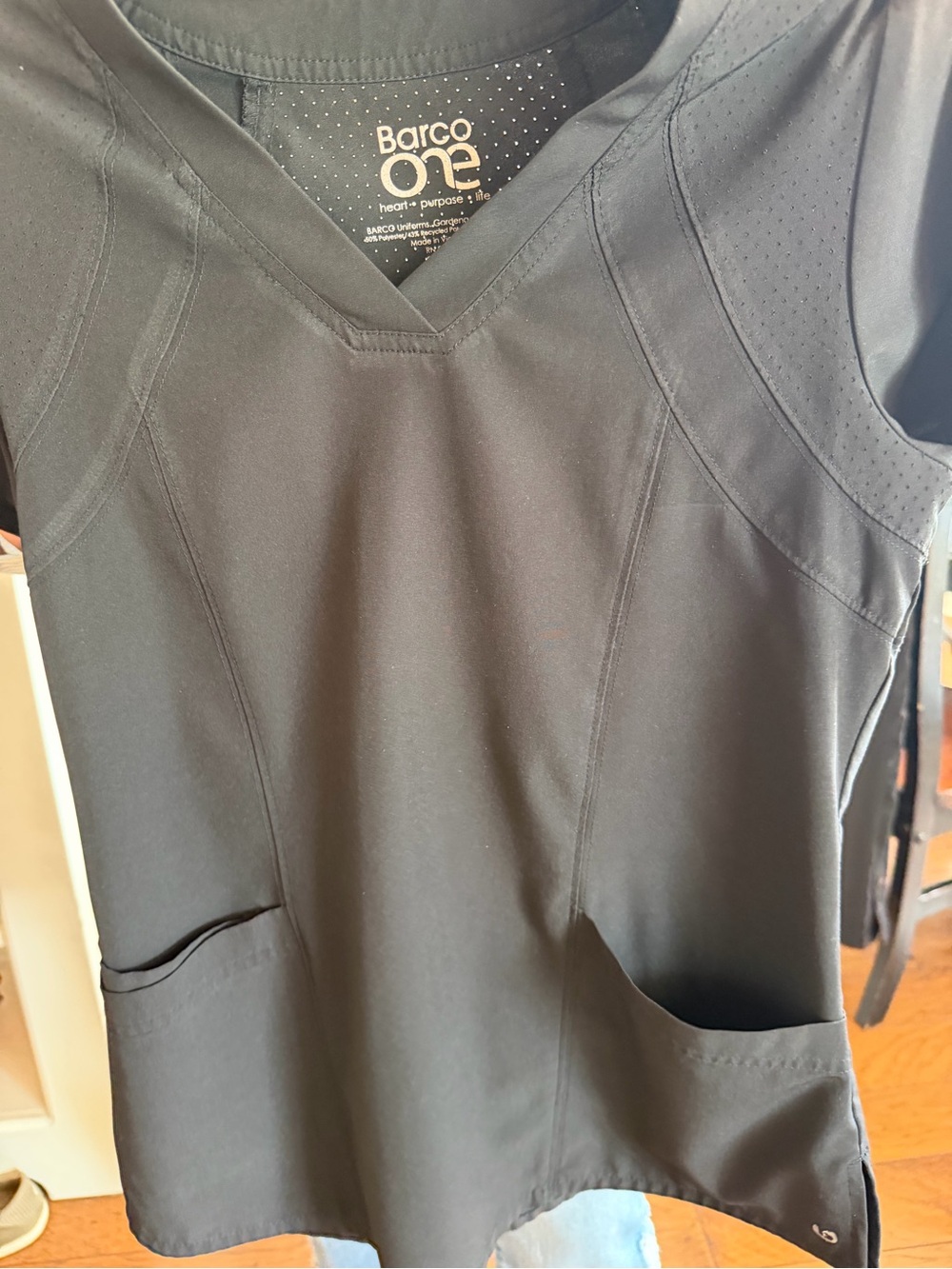 Barco Uniforms Black V-Neck Tunic Scrub Set top and bottom